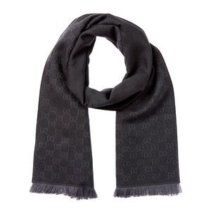 Gucci Gg Wool Scarf, Black